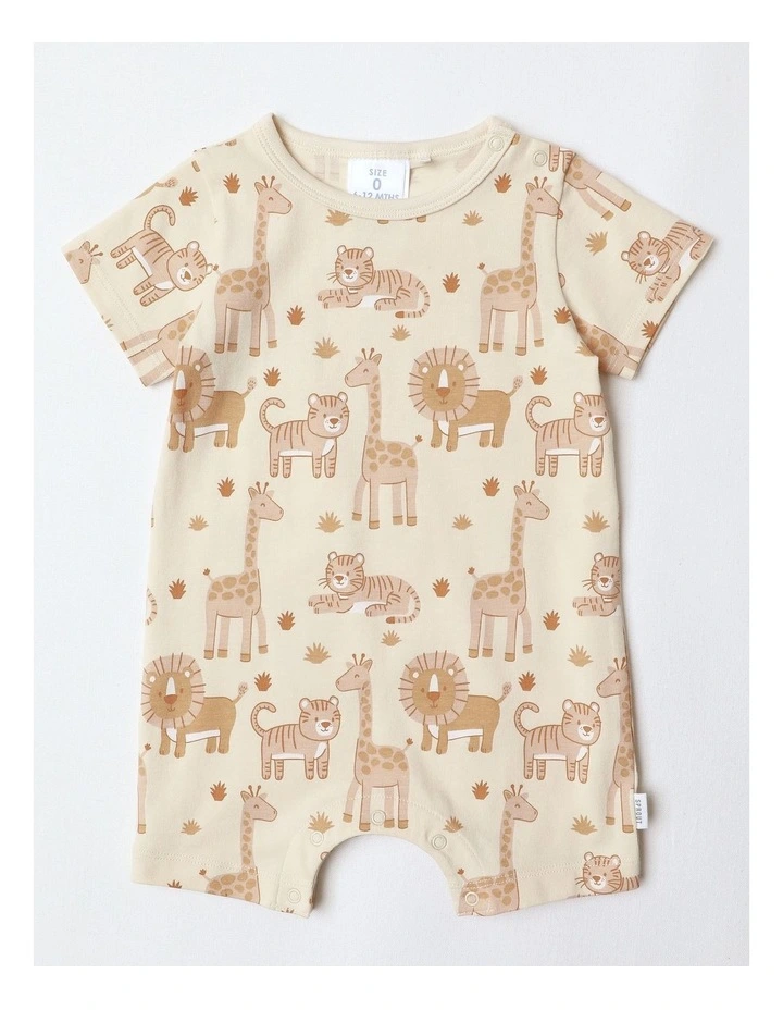 Essential Safari Animal Romper in Bone image 1
