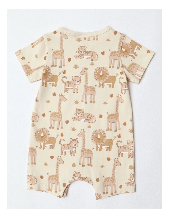 Essential Safari Animal Romper in Bone image 3