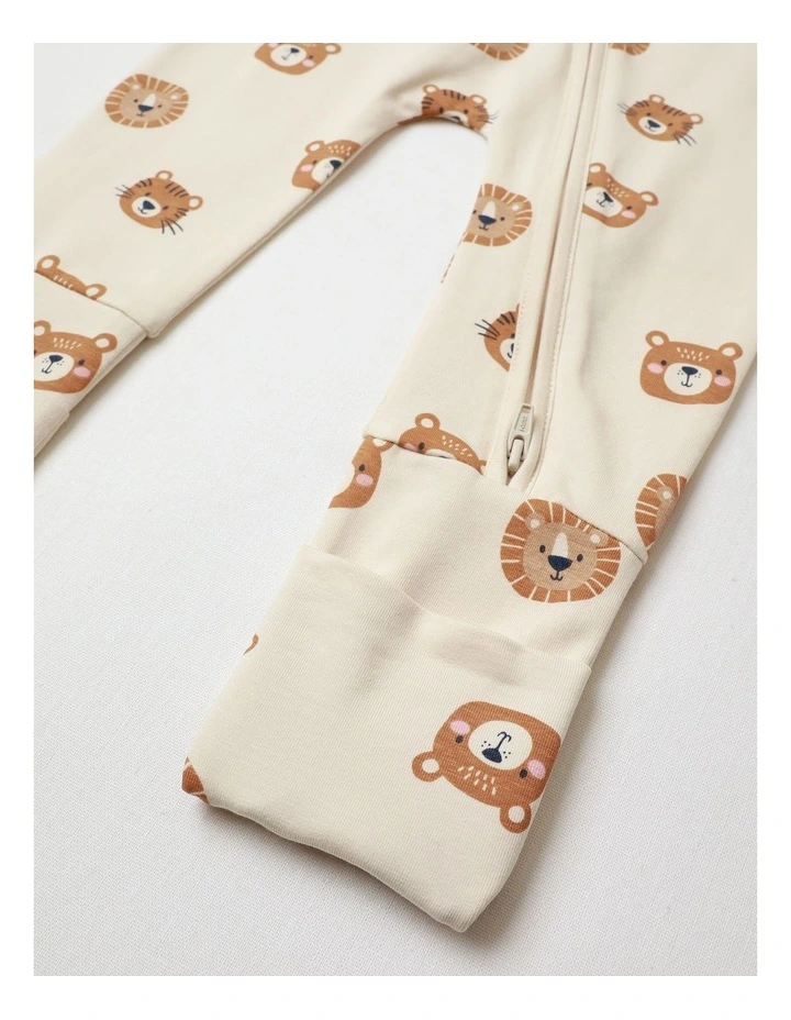Essential Cute Animal Face Coveralls in Bone image 4