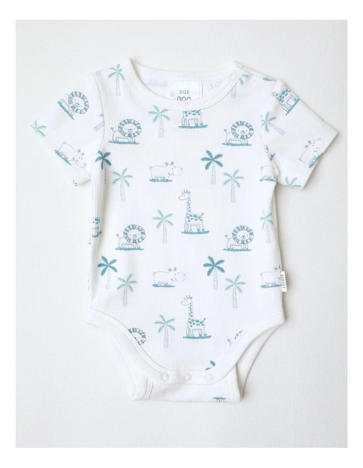 Essential Safari Ribbed Bodysuit in White image 1