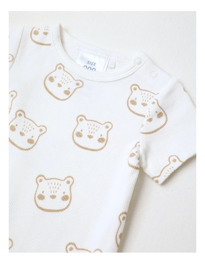 Essential Teddy Rib Bodysuit in White image 2