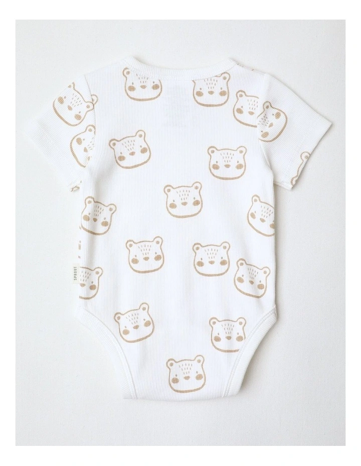 Essential Teddy Rib Bodysuit in White image 3