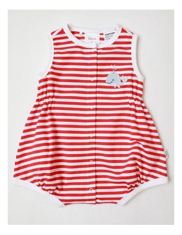 Whale Tale Button In Through Romper White