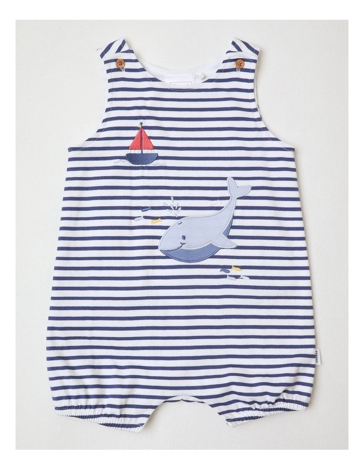 Whale Wonder Applique Romper Navy in Multi image 1