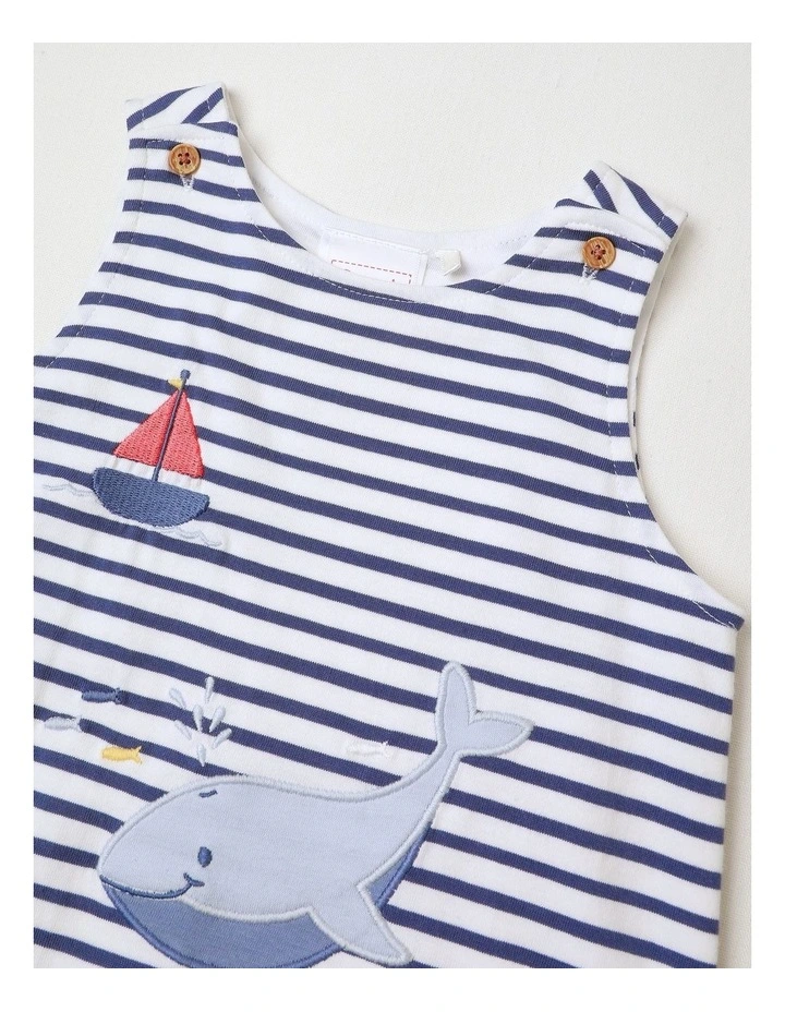 Whale Wonder Applique Romper Navy in Multi image 2