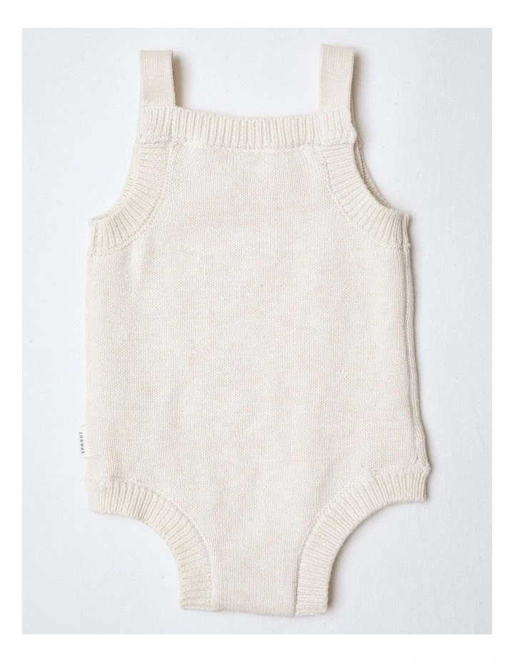 Newborn Knit Sleeveless Sheep Bodysuit in Oat Marle image 3
