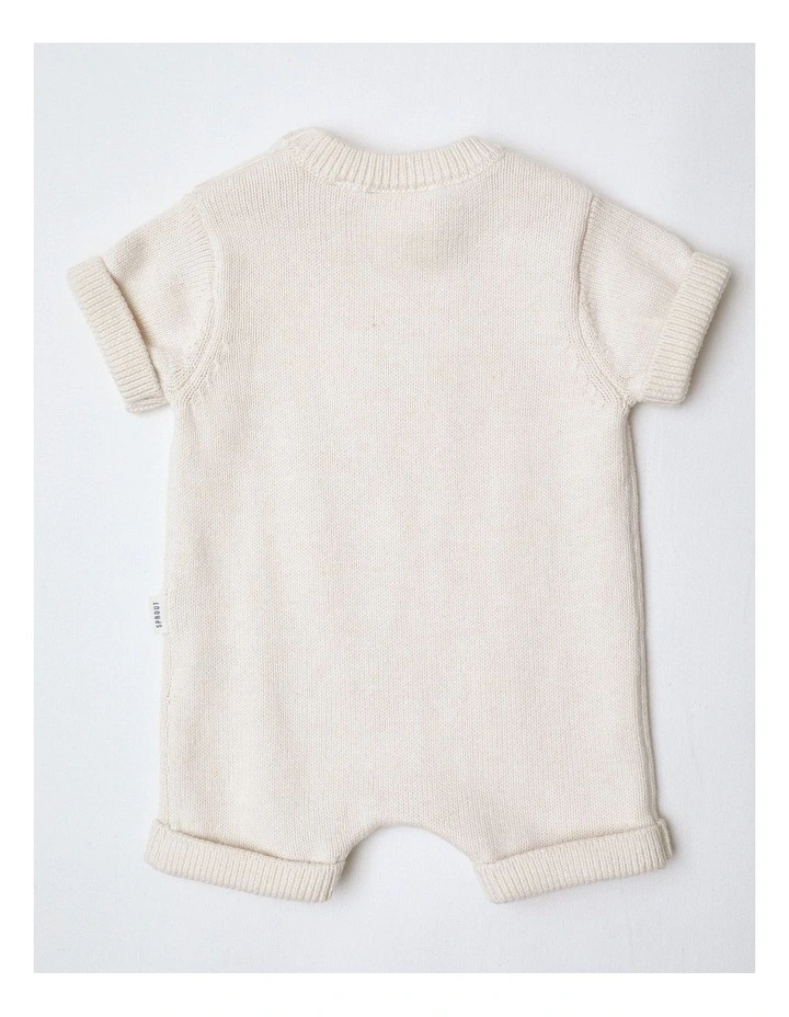 Newborn Knit Sweet Sheep Romper in Oat Marle image 3