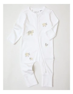 Newborn Lyocell Sheep Coverall In White
