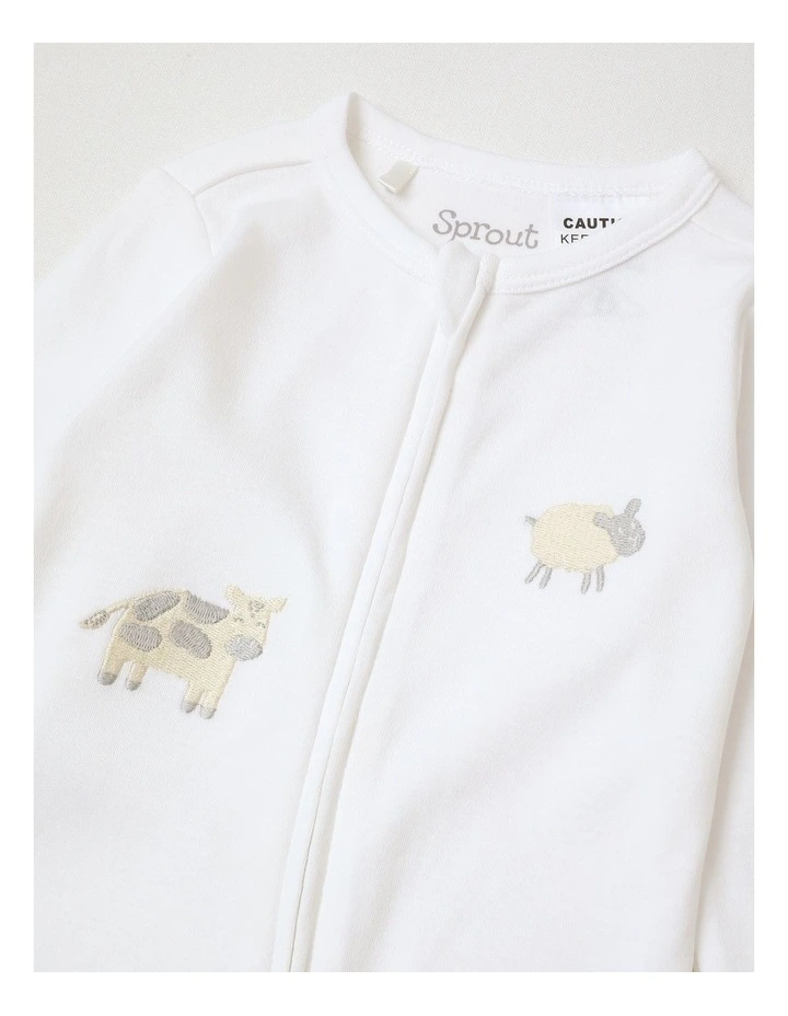 Newborn Lyocell Sheep Coverall In White image 2