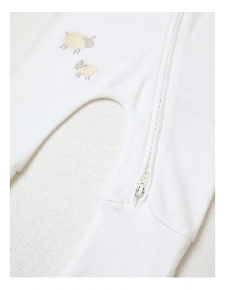 Newborn Lyocell Sheep Coverall In White image 4
