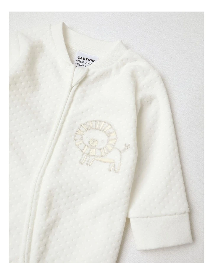 Newborn Velour Safari Coverall in White image 2
