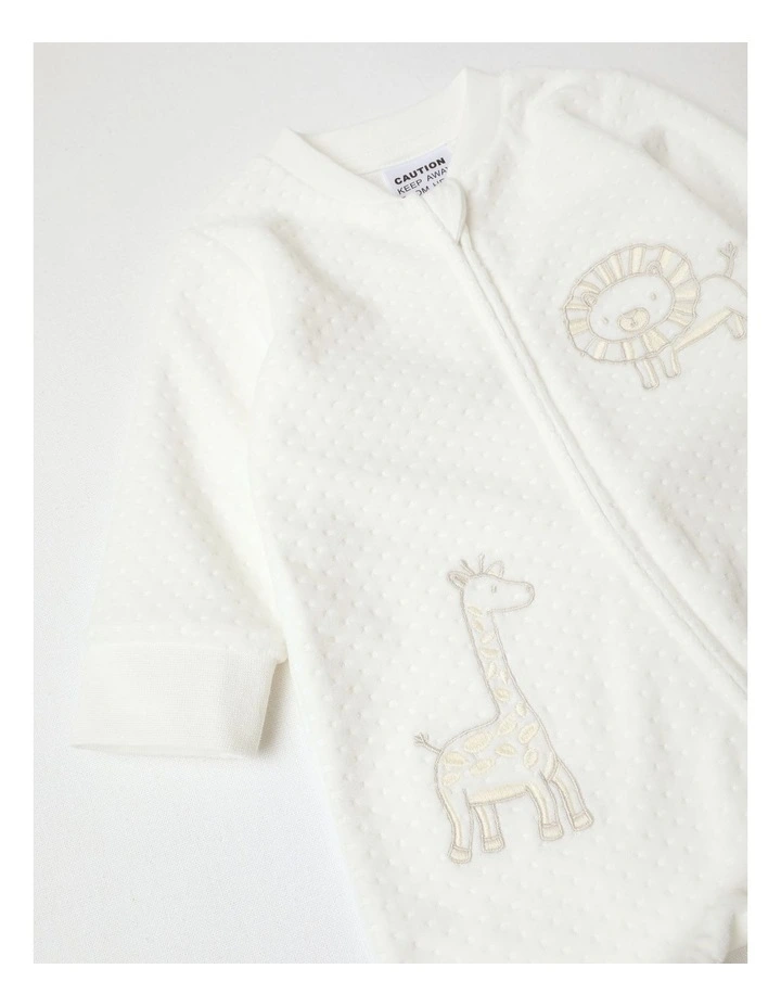 Newborn Velour Safari Coverall in White image 3