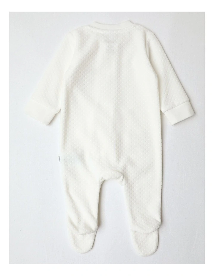 Newborn Velour Safari Coverall in White image 4