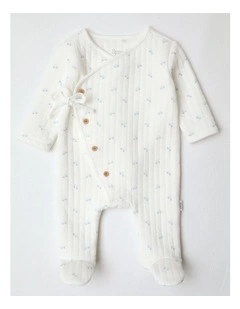 Newborn Quilted Cars Coverall in White
