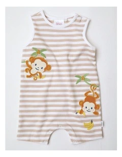Mini Monkey Romper in Beige