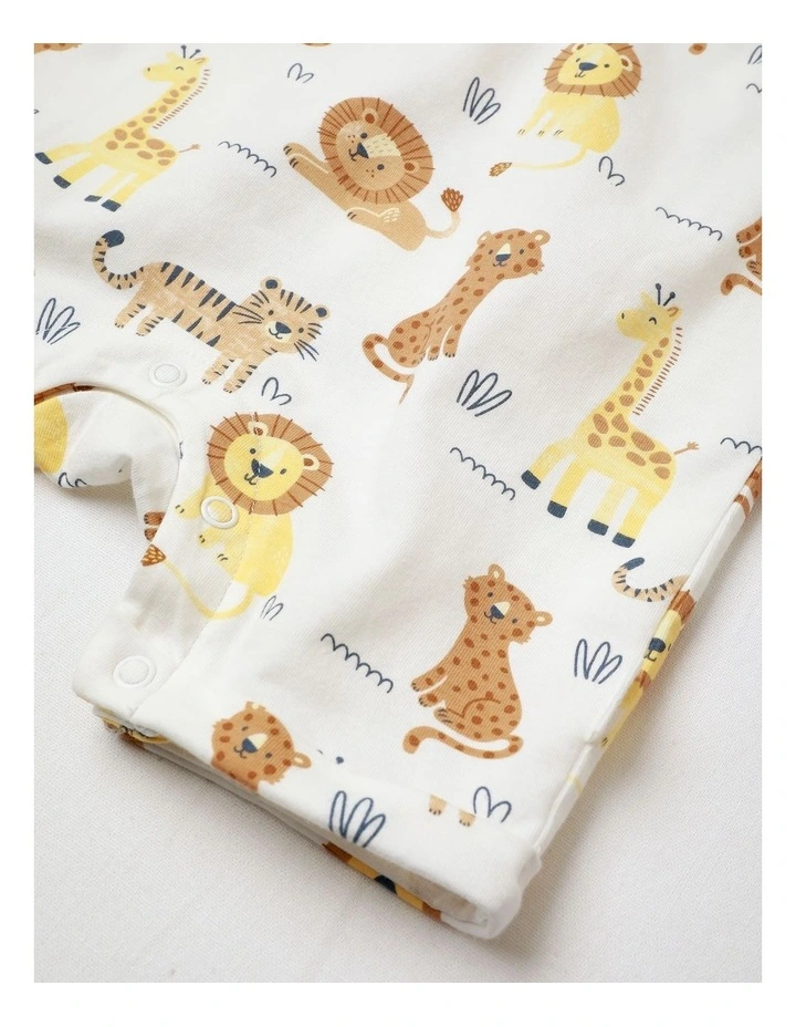 Safari Animals Pocket Romper in White image 4