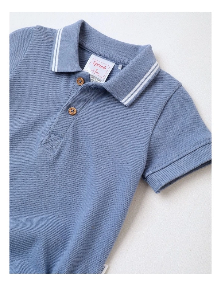 Knit Polo  Bodysuit in Stonewash image 2