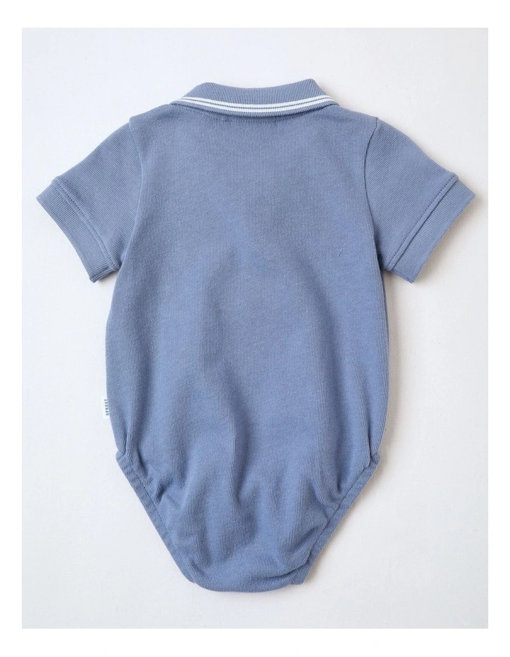 Knit Polo  Bodysuit in Stonewash image 3