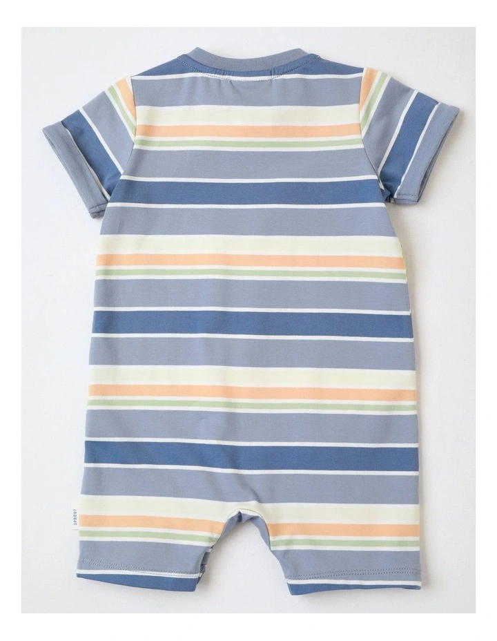 Dino Stripe Applique Romper in Stonewash image 3