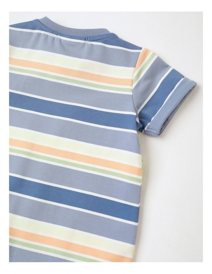 Dino Stripe Applique Romper in Stonewash image 4