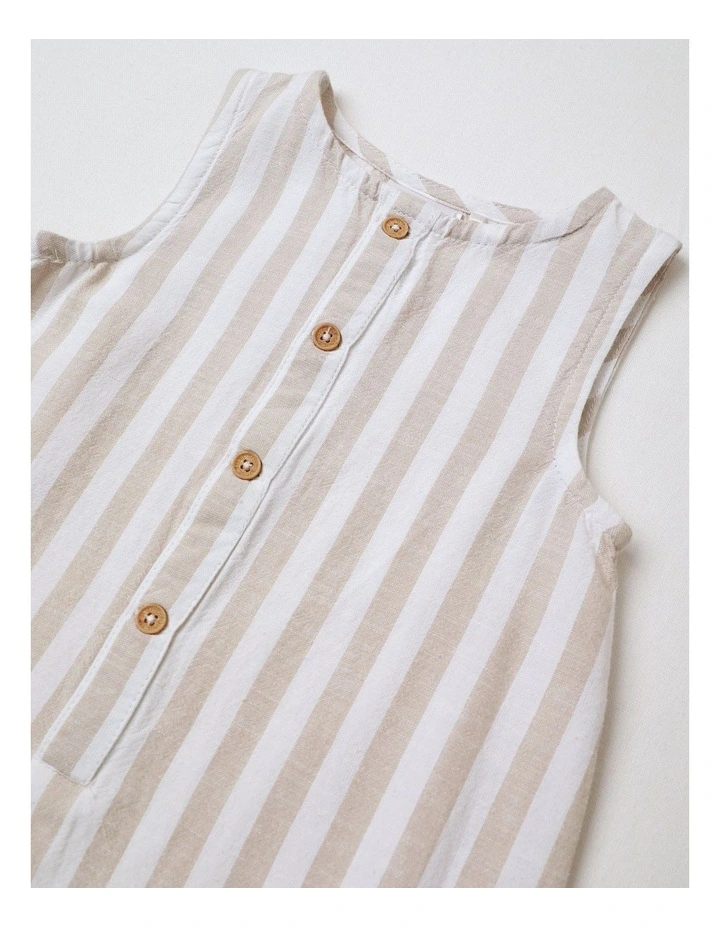 Occassion Button Romper in Beige image 2