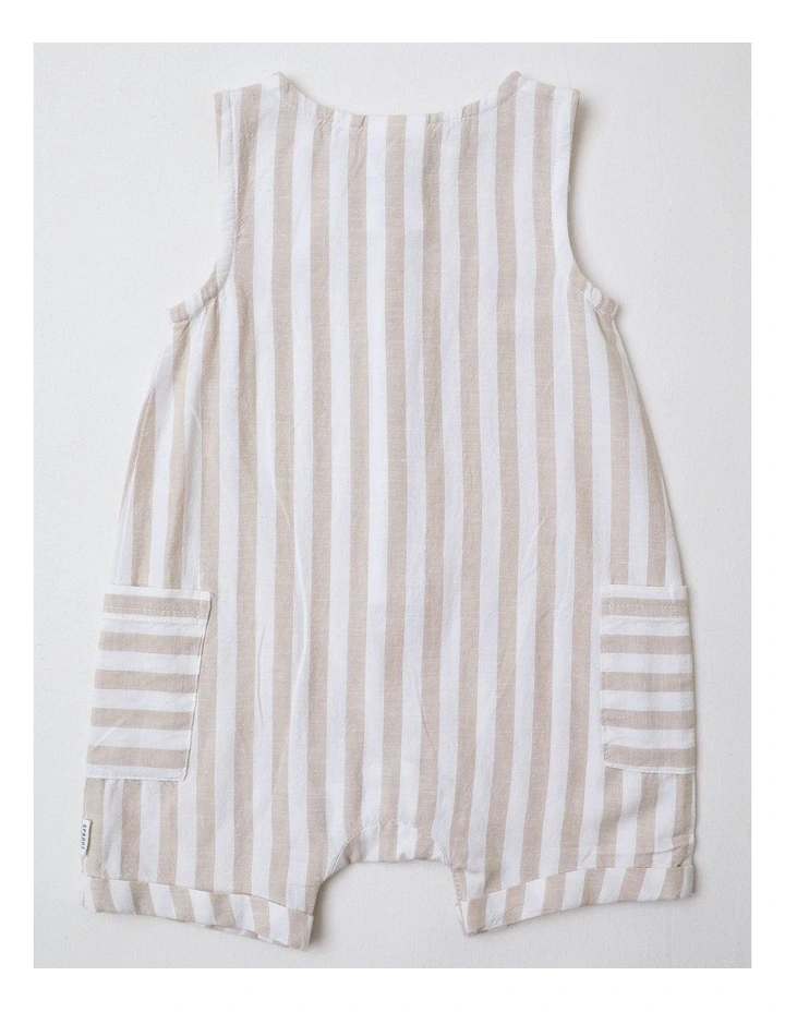 Occassion Button Romper in Beige image 3