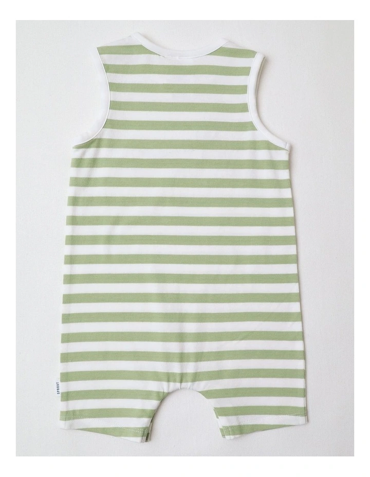 Stripe Applique Romper in Light Khaki image 3