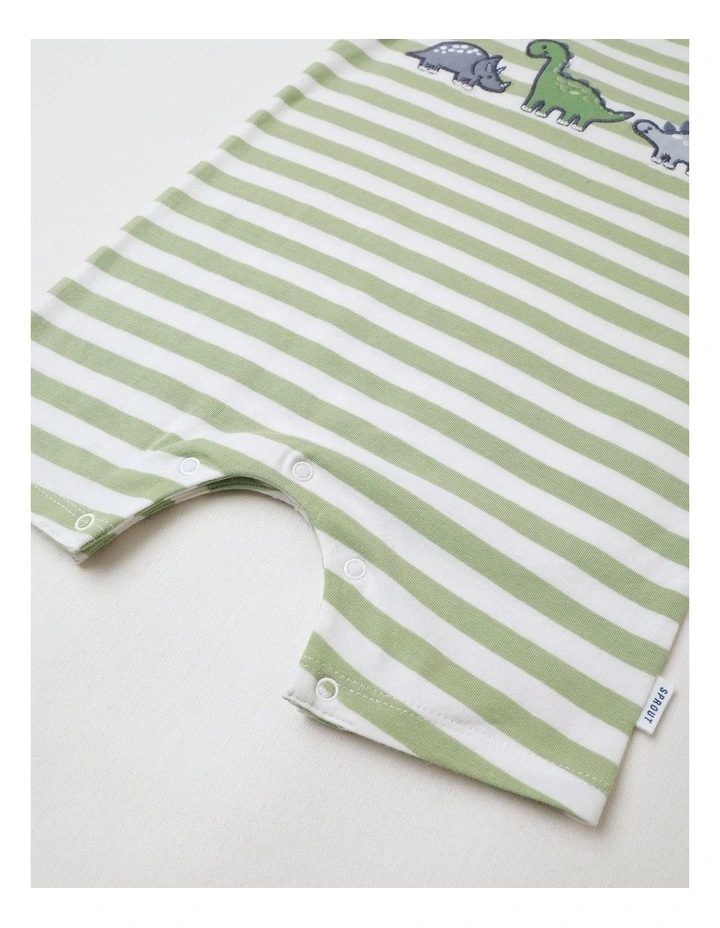 Stripe Applique Romper in Light Khaki image 4