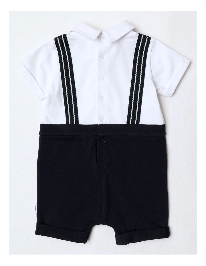 Occassion Mock Braces Romper in Navy image 3