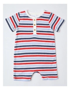 French Terry Stripe Romper in Multi