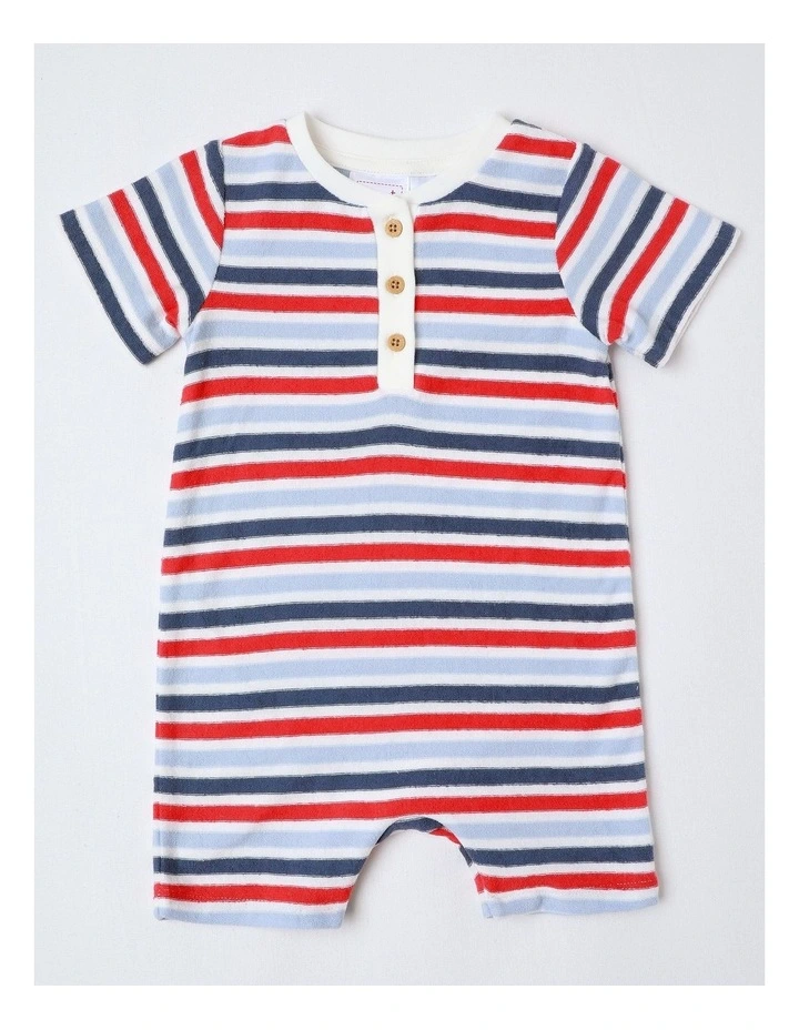 French Terry Stripe Romper in Multi image 1