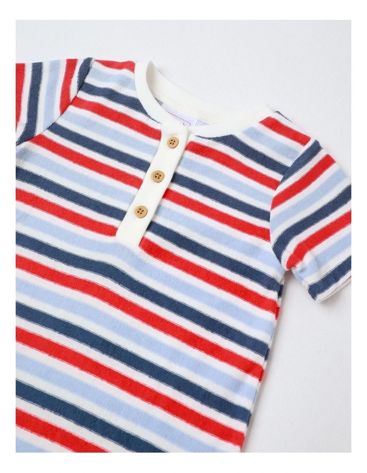 French Terry Stripe Romper in Multi image 2