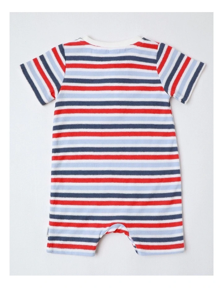 French Terry Stripe Romper in Multi image 3