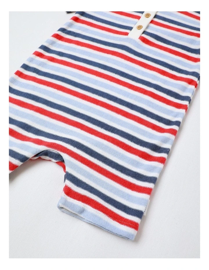 French Terry Stripe Romper in Multi image 4