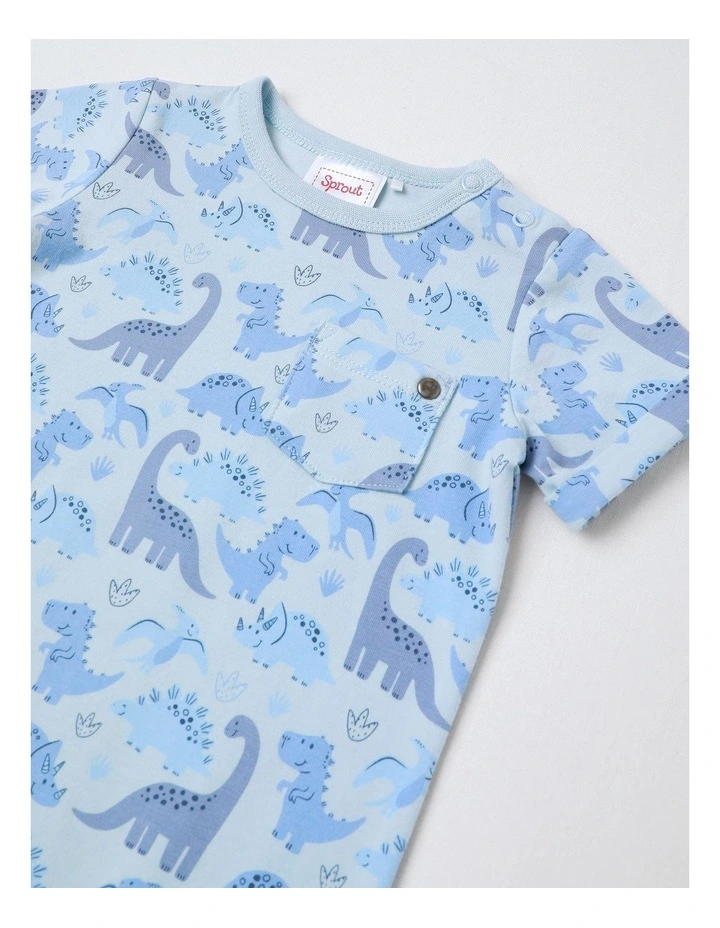 Little Dino Romper in Sky image 2