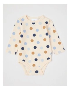 Essential Rib Spot Bodysuit in Egg Nog