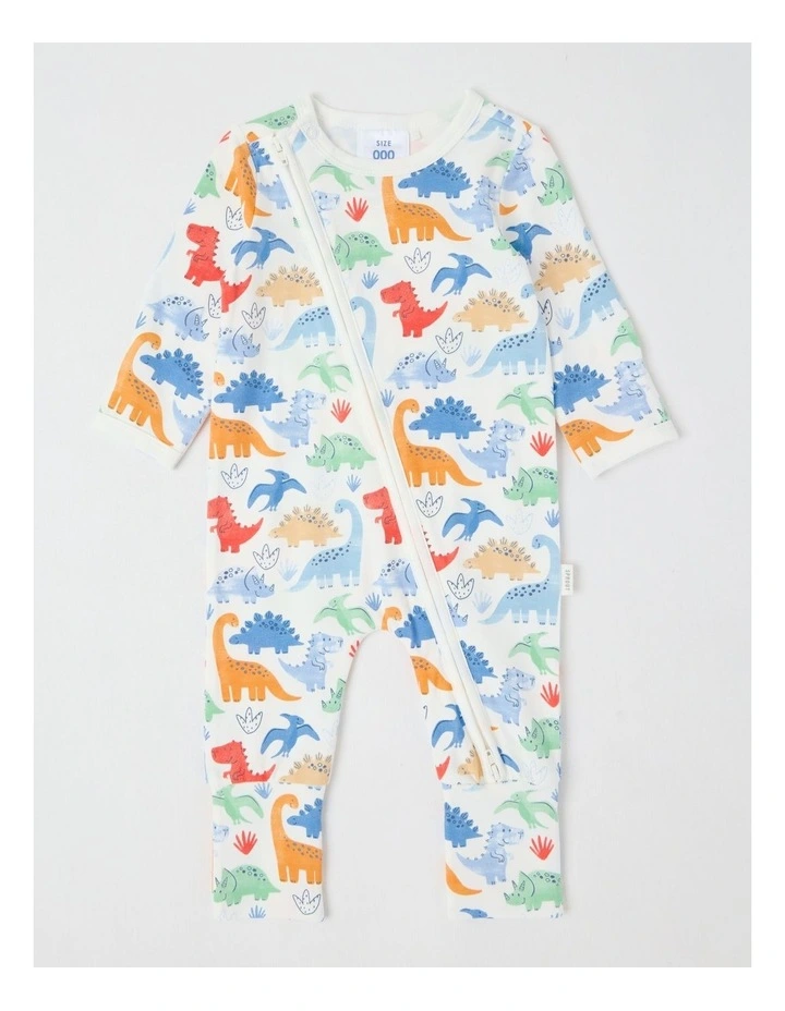 Essential Jersey Dino Coverall Bright in White image 1