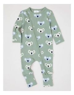 Essential Rib Koala Coverall in Granite Green