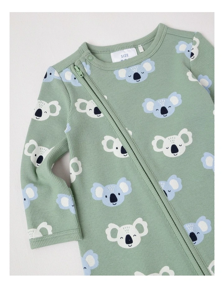 Essential Rib Koala Coverall in Granite Green image 2