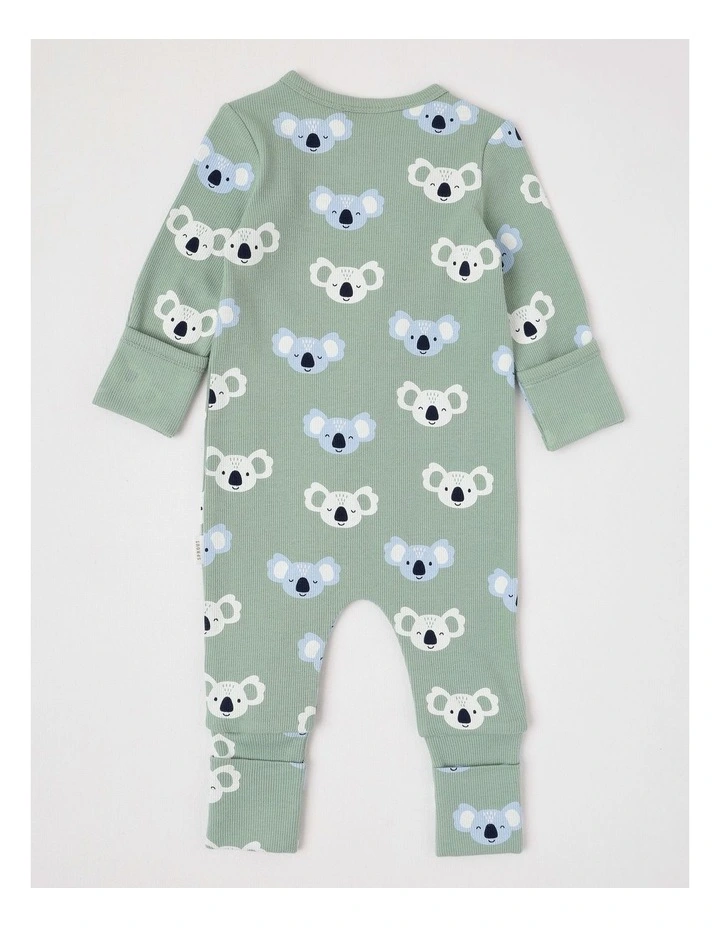 Essential Rib Koala Coverall in Granite Green image 3