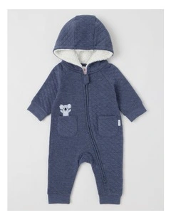 Quilted Koala Coverall in Indigo