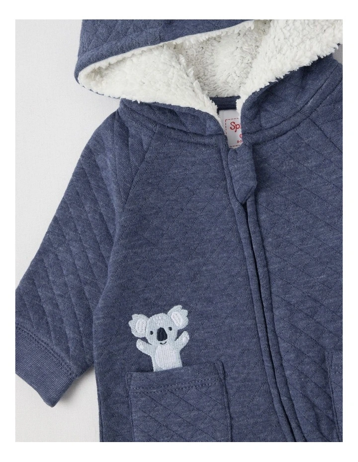 Quilted Koala Coverall in Indigo image 2