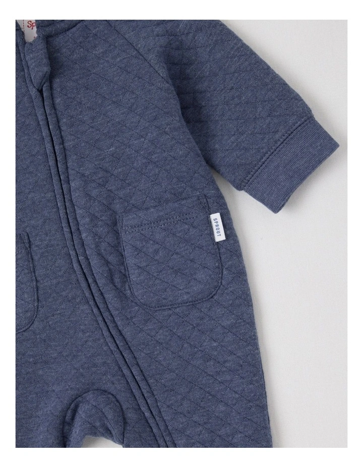 Quilted Koala Coverall in Indigo image 4