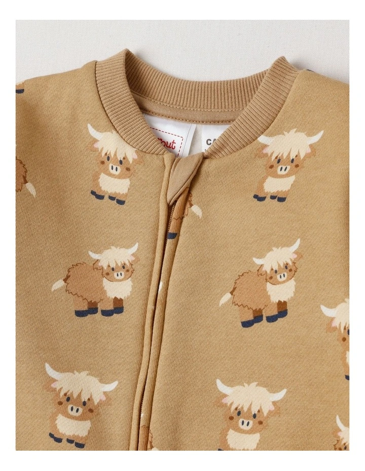 Fleece Farmyard Zip Coverall in Tan image 2