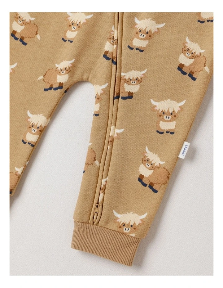 Fleece Farmyard Zip Coverall in Tan image 4
