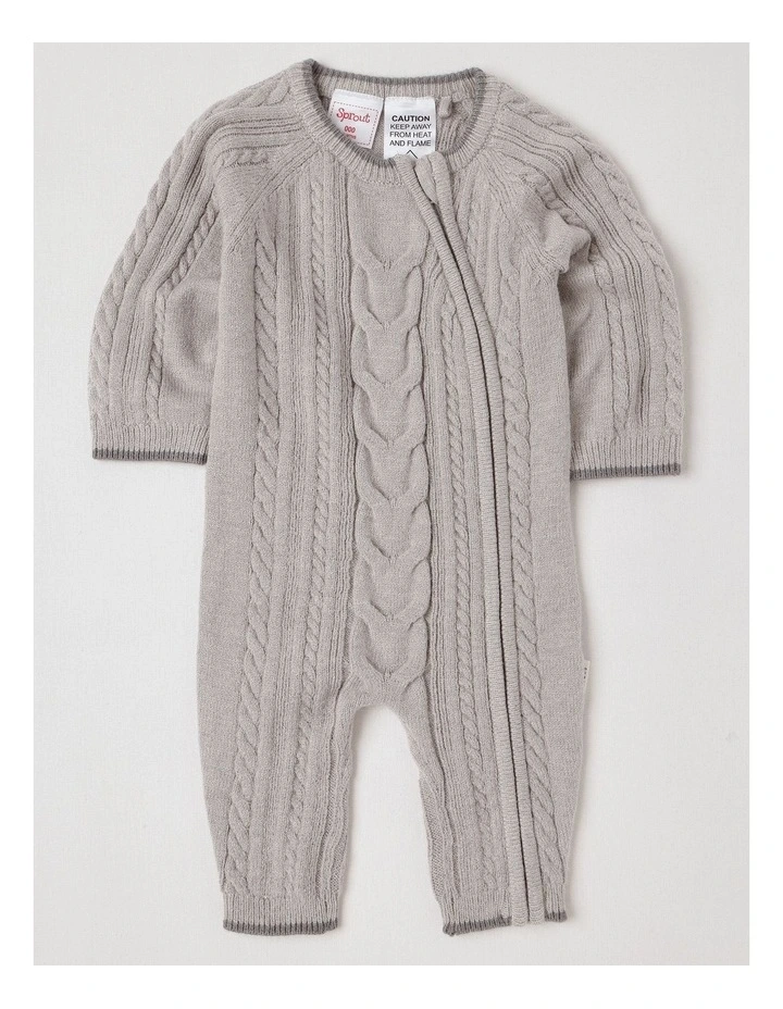 Cable Knit Zip Coverall in Grey image 1