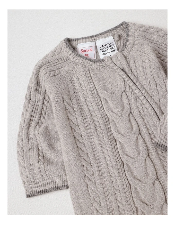 Cable Knit Zip Coverall in Grey image 2