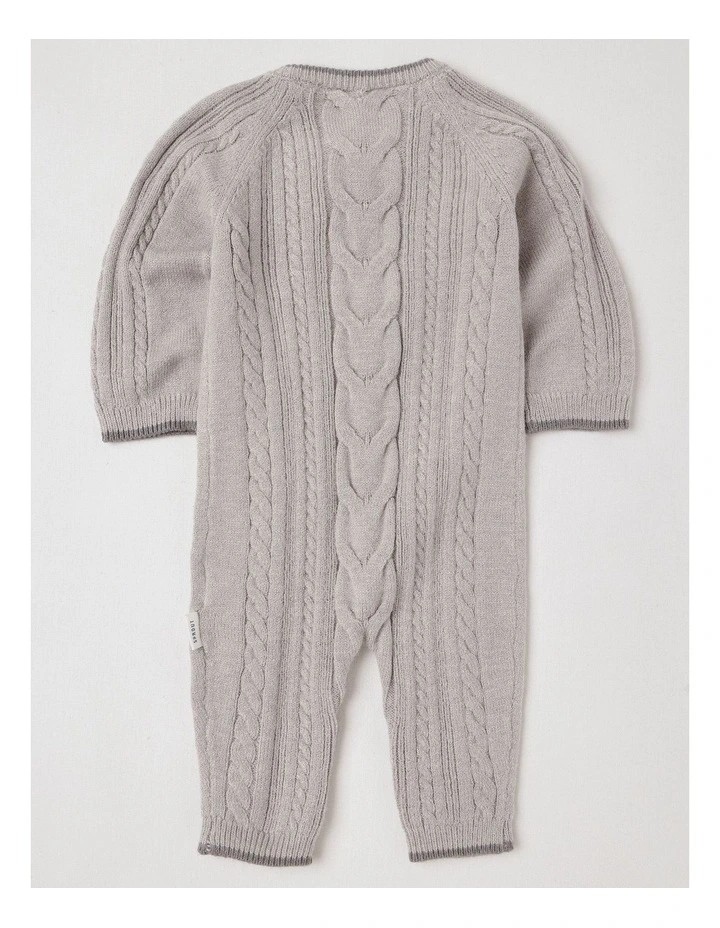 Cable Knit Zip Coverall in Grey image 3