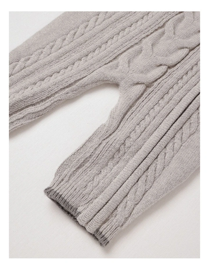 Cable Knit Zip Coverall in Grey image 4