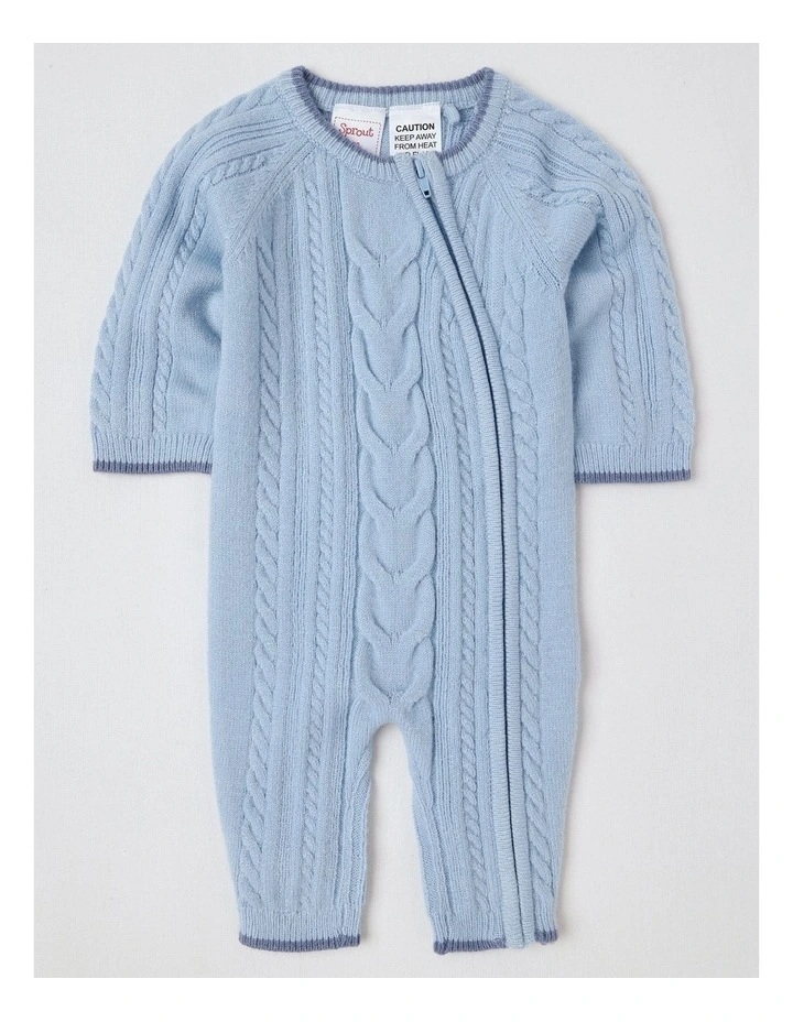 Cable Knit Zip Coverall in Bluestone image 1